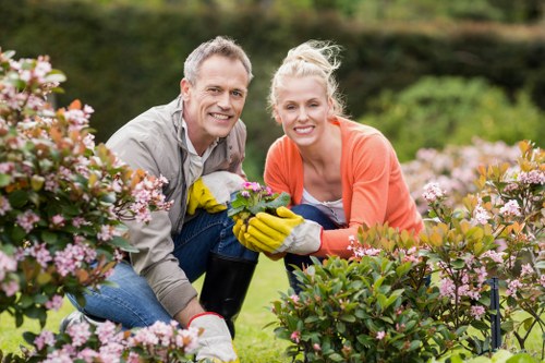 Local gardeners improving an urban outdoor space in Nine Elms